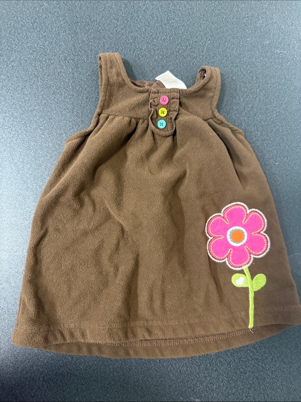 Carter's Brown Dress with Pink Flower Appliqué